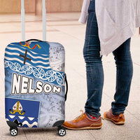 New Zealand Nelson Luggage Cover Nelson's Flag and Seal - Maori Art Tattoo LT03 White - Polynesian Pride