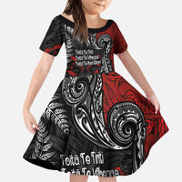 Aotearoa Toitu Te Tiriti Family Matching Puletasi and Hawaiian Shirt New Zealand Honour the Treaty - Te Tiriti Is Us LT03 Daughter's Dress Red - Polynesian Pride