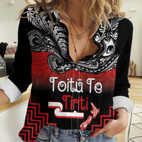 Aotearoa Toitu Te Tiriti Women Casual Shirt New Zealand Honour the Treaty - Fight Together LT03 Female Red - Polynesian Pride