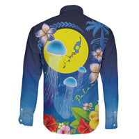 Palau Jellyfish Family Matching Long Sleeve Bodycon Dress and Hawaiian Shirt Ocean Heritage Tropical Plants LT03 - Polynesian Pride