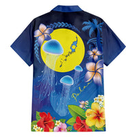 Palau Jellyfish Family Matching Off The Shoulder Long Sleeve Dress and Hawaiian Shirt Ocean Heritage Tropical Plants LT03 - Polynesian Pride