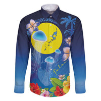 Palau Jellyfish Family Matching Puletasi and Hawaiian Shirt Ocean Heritage Tropical Plants - Polynesian Pride