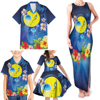 Palau Jellyfish Family Matching Tank Maxi Dress and Hawaiian Shirt Ocean Heritage Tropical Plants LT03 - Polynesian Pride