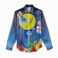 Palau Jellyfish Women Casual Shirt Ocean Heritage Tropical Plants - Polynesian Pride