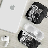 Hawaiian Manta Rays AirPods Case Tribal Hibiscus Polynesian Tattoos Black Color - Polynesian Pride