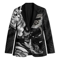 Hawaiian Manta Rays Blazer Tribal Hibiscus Polynesian Tattoos Black Color - Polynesian Pride