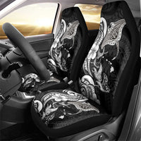 Hawaiian Manta Rays Car Seat Cover Tribal Hibiscus Polynesian Tattoos Black Color - Polynesian Pride