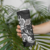 Hawaiian Manta Rays Skinny Tumbler Tribal Hibiscus Polynesian Tattoos Black Color - Polynesian Pride