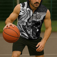 Hawaiian Manta Rays Sleeveless Zip Hoodie Tribal Hibiscus Polynesian Tattoos Black Color LT03 - Polynesian Pride