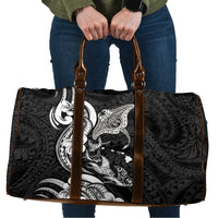 Hawaiian Manta Rays Travel Bag Tribal Hibiscus Polynesian Tattoos Black Color - Polynesian Pride