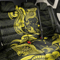 Hawaiian Manta Rays Back Car Seat Cover Tribal Hibiscus Polynesian Tattoos Yellow Color - Polynesian Pride
