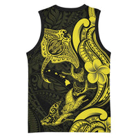 Hawaiian Manta Rays Basketball Jersey Tribal Hibiscus Polynesian Tattoos Yellow Color - Polynesian Pride