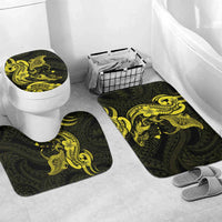 Hawaiian Manta Rays Bathroom Set Tribal Hibiscus Polynesian Tattoos Yellow Color - Polynesian Pride