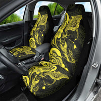 Hawaiian Manta Rays Car Seat Cover Tribal Hibiscus Polynesian Tattoos Yellow Color - Polynesian Pride