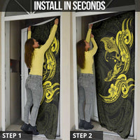 Hawaiian Manta Rays Door Cover Tribal Hibiscus Polynesian Tattoos Yellow Color - Polynesian Pride