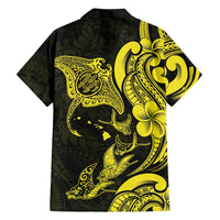 Hawaiian Manta Rays Family Matching Off Shoulder Maxi Dress and Hawaiian Shirt Tribal Hibiscus Polynesian Tattoos Yellow Color LT03 - Polynesian Pride