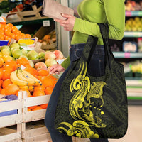 Hawaiian Manta Rays Grocery Bag Tribal Hibiscus Polynesian Tattoos Yellow Color - Polynesian Pride