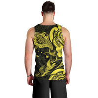 Hawaiian Manta Rays Men Tank Top Tribal Hibiscus Polynesian Tattoos Yellow Color - Polynesian Pride