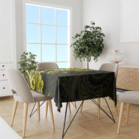 Hawaiian Manta Rays Tablecloth Tribal Hibiscus Polynesian Tattoos Yellow Color - Polynesian Pride