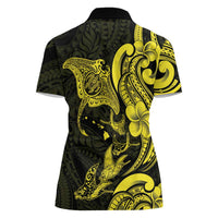 Hawaiian Manta Rays Women Polo Shirt Tribal Hibiscus Polynesian Tattoos Yellow Color LT03 - Polynesian Pride