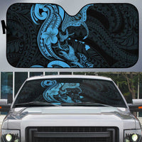 Hawaiian Manta Rays Auto Sun Shade Tribal Hibiscus Polynesian Tattoos Blue Color - Polynesian Pride