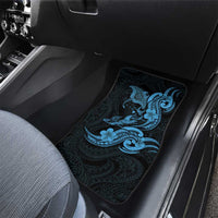 Hawaiian Manta Rays Car Mats Tribal Hibiscus Polynesian Tattoos Blue Color - Polynesian Pride