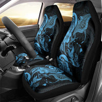 Hawaiian Manta Rays Car Seat Cover Tribal Hibiscus Polynesian Tattoos Blue Color - Polynesian Pride