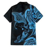 Hawaiian Manta Rays Family Matching Tank Maxi Dress and Hawaiian Shirt Tribal Hibiscus Polynesian Tattoos Blue Color LT03 - Polynesian Pride