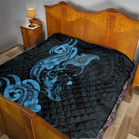 Hawaiian Manta Rays Quilt Tribal Hibiscus Polynesian Tattoos Blue Color - Polynesian Pride