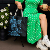 Hawaiian Manta Rays Tote Bag Tribal Hibiscus Polynesian Tattoos Blue Color - Polynesian Pride