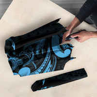 Hawaiian Manta Rays Umbrella Tribal Hibiscus Polynesian Tattoos Blue Color - Polynesian Pride