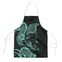 Hawaiian Manta Rays Apron Tribal Hibiscus Polynesian Tattoos Turquoise Color - Polynesian Pride