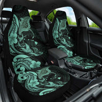 Hawaiian Manta Rays Car Seat Cover Tribal Hibiscus Polynesian Tattoos Turquoise Color - Polynesian Pride