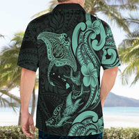 Hawaiian Manta Rays Hawaiian Shirt Tribal Hibiscus Polynesian Tattoos Turquoise Color LT03 - Polynesian Pride