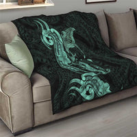 Hawaiian Manta Rays Quilt Tribal Hibiscus Polynesian Tattoos Turquoise Color - Polynesian Pride