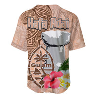 Guam Seal and Latte Stone With Ethnic Tapa Pattern Baseball Jersey Peach Fuzz Color LT03 - Polynesian Pride