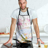 Hawaiian and Japanese Culture Together Apron Tribal Motifs with Lei and Japanese Sakura Pattern