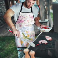 Hawaiian and Japanese Culture Together Apron Tribal Motifs with Lei and Japanese Sakura Pattern