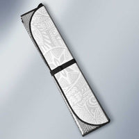 Hawaiian and Japanese Culture Together Auto Sun Shade Tribal Motifs with Lei and Japanese Sakura Pattern