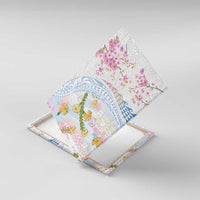 Hawaiian and Japanese Culture Together Canvas Wall Art Tribal Motifs with Lei and Japanese Sakura Pattern