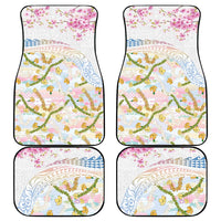 Hawaiian and Japanese Culture Together Car Mats Tribal Motifs with Lei and Japanese Sakura Pattern