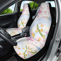 Hawaiian and Japanese Culture Together Car Seat Cover Tribal Motifs with Lei and Japanese Sakura Pattern