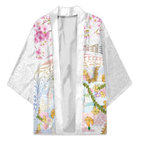 Hawaiian and Japanese Culture Together Kimono Tribal Motifs with Lei and Japanese Sakura Pattern