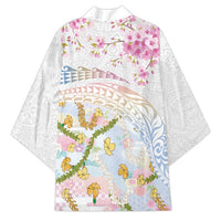 Hawaiian and Japanese Culture Together Kimono Tribal Motifs with Lei and Japanese Sakura Pattern