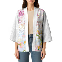Hawaiian and Japanese Culture Together Kimono Tribal Motifs with Lei and Japanese Sakura Pattern