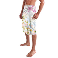 Hawaiian and Japanese Culture Together Lavalava Tribal Motifs with Lei and Japanese Sakura Pattern
