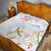 Hawaiian and Japanese Culture Together Quilt Tribal Motifs with Lei and Japanese Sakura Pattern