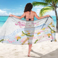 Hawaiian and Japanese Culture Together Sarong Tribal Motifs with Lei and Japanese Sakura Pattern