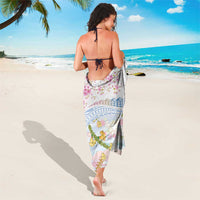 Hawaiian and Japanese Culture Together Sarong Tribal Motifs with Lei and Japanese Sakura Pattern