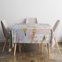 Hawaiian and Japanese Culture Together Tablecloth Tribal Motifs with Lei and Japanese Sakura Pattern LT03 - Polynesian Pride